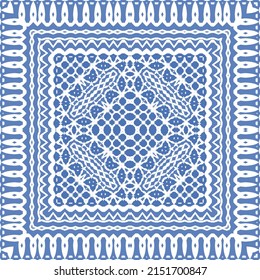 Ornamental azulejo portugal tiles decor. Fashionable design. Vector seamless pattern concept. Blue gorgeous flower folk print for linens, smartphone cases, scrapbooking, bags or T-shirts.