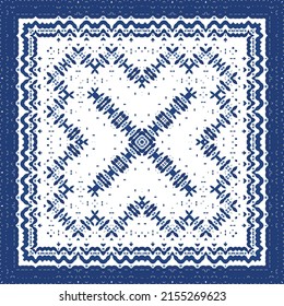 Ornamental azulejo portugal tiles decor. Vector seamless pattern watercolor. Bathroom design. Blue gorgeous flower folk print for linens, smartphone cases, scrapbooking, bags or T-shirts.