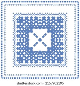 Ornamental azulejo portugal tiles decor. Fashionable design. Vector seamless pattern concept. Blue gorgeous flower folk print for linens, smartphone cases, scrapbooking, bags or T-shirts.