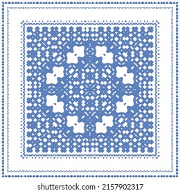 Ornamental azulejo portugal tiles decor. Fashionable design. Vector seamless pattern concept. Blue gorgeous flower folk print for linens, smartphone cases, scrapbooking, bags or T-shirts.