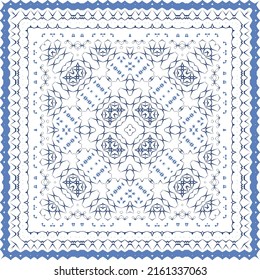 Ornamental azulejo portugal tiles decor. Fashionable design. Vector seamless pattern concept. Blue gorgeous flower folk print for linens, smartphone cases, scrapbooking, bags or T-shirts.