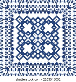 Ornamental azulejo portugal tiles decor. Vector seamless pattern watercolor. Bathroom design. Blue gorgeous flower folk print for linens, smartphone cases, scrapbooking, bags or T-shirts.