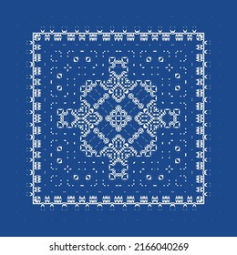Ornamental azulejo portugal tiles decor. Vector seamless pattern frame. Universal design. Blue gorgeous flower folk print for linens, smartphone cases, scrapbooking, bags or T-shirts.