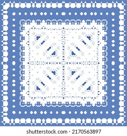 Ornamental azulejo portugal tiles decor. Fashionable design. Vector seamless pattern concept. Blue gorgeous flower folk print for linens, smartphone cases, scrapbooking, bags or T-shirts.