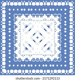 Ornamental azulejo portugal tiles decor. Fashionable design. Vector seamless pattern concept. Blue gorgeous flower folk print for linens, smartphone cases, scrapbooking, bags or T-shirts.