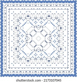 Ornamental azulejo portugal tiles decor. Fashionable design. Vector seamless pattern concept. Blue gorgeous flower folk print for linens, smartphone cases, scrapbooking, bags or T-shirts.