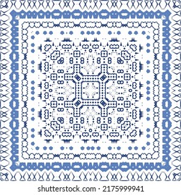 Ornamental azulejo portugal tiles decor. Fashionable design. Vector seamless pattern concept. Blue gorgeous flower folk print for linens, smartphone cases, scrapbooking, bags or T-shirts.