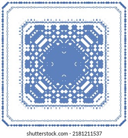 Ornamental azulejo portugal tiles decor. Fashionable design. Vector seamless pattern concept. Blue gorgeous flower folk print for linens, smartphone cases, scrapbooking, bags or T-shirts.