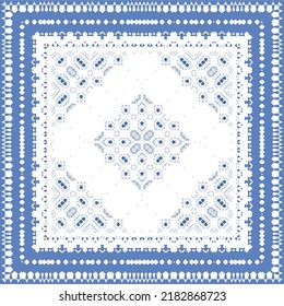 Ornamental azulejo portugal tiles decor. Fashionable design. Vector seamless pattern concept. Blue gorgeous flower folk print for linens, smartphone cases, scrapbooking, bags or T-shirts.