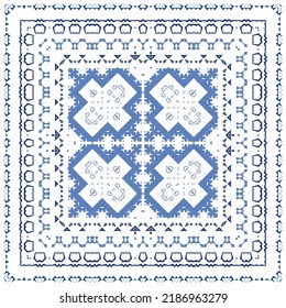 Ornamental azulejo portugal tiles decor. Fashionable design. Vector seamless pattern concept. Blue gorgeous flower folk print for linens, smartphone cases, scrapbooking, bags or T-shirts.