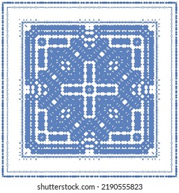 Ornamental azulejo portugal tiles decor. Fashionable design. Vector seamless pattern concept. Blue gorgeous flower folk print for linens, smartphone cases, scrapbooking, bags or T-shirts.