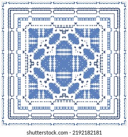 Ornamental azulejo portugal tiles decor. Fashionable design. Vector seamless pattern concept. Blue gorgeous flower folk print for linens, smartphone cases, scrapbooking, bags or T-shirts.