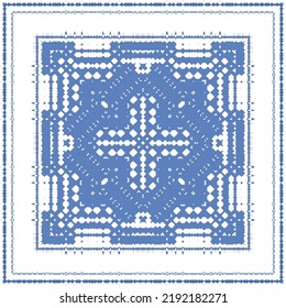 Ornamental azulejo portugal tiles decor. Fashionable design. Vector seamless pattern concept. Blue gorgeous flower folk print for linens, smartphone cases, scrapbooking, bags or T-shirts.