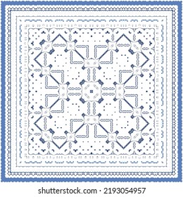 Ornamental azulejo portugal tiles decor. Fashionable design. Vector seamless pattern concept. Blue gorgeous flower folk print for linens, smartphone cases, scrapbooking, bags or T-shirts.