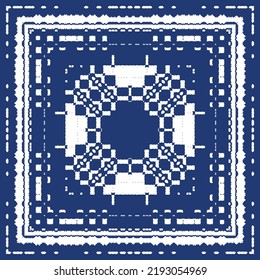 Ornamental azulejo portugal tiles decor. Hand drawn design. Vector seamless pattern collage. Blue gorgeous flower folk print for linens, smartphone cases, scrapbooking, bags or T-shirts.