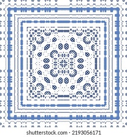 Ornamental azulejo portugal tiles decor. Fashionable design. Vector seamless pattern concept. Blue gorgeous flower folk print for linens, smartphone cases, scrapbooking, bags or T-shirts.