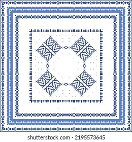 Ornamental azulejo portugal tiles decor. Fashionable design. Vector seamless pattern concept. Blue gorgeous flower folk print for linens, smartphone cases, scrapbooking, bags or T-shirts.