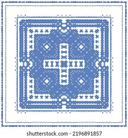 Ornamental azulejo portugal tiles decor. Fashionable design. Vector seamless pattern concept. Blue gorgeous flower folk print for linens, smartphone cases, scrapbooking, bags or T-shirts.