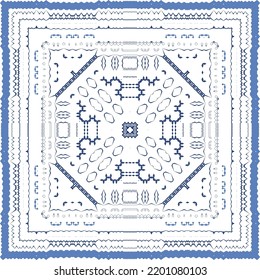 Ornamental azulejo portugal tiles decor. Fashionable design. Vector seamless pattern concept. Blue gorgeous flower folk print for linens, smartphone cases, scrapbooking, bags or T-shirts.