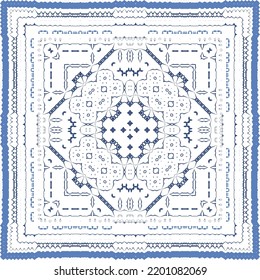 Ornamental azulejo portugal tiles decor. Fashionable design. Vector seamless pattern concept. Blue gorgeous flower folk print for linens, smartphone cases, scrapbooking, bags or T-shirts.