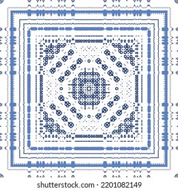 Ornamental azulejo portugal tiles decor. Fashionable design. Vector seamless pattern concept. Blue gorgeous flower folk print for linens, smartphone cases, scrapbooking, bags or T-shirts.