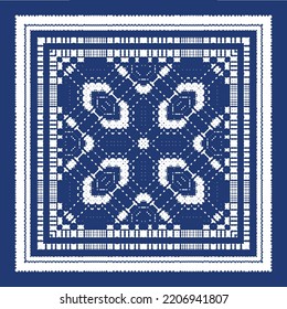 Ornamental azulejo portugal tiles decor. Hand drawn design. Vector seamless pattern collage. Blue gorgeous flower folk print for linens, smartphone cases, scrapbooking, bags or T-shirts.