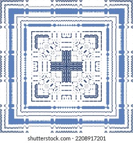 Ornamental azulejo portugal tiles decor. Fashionable design. Vector seamless pattern concept. Blue gorgeous flower folk print for linens, smartphone cases, scrapbooking, bags or T-shirts.