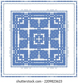 Ornamental azulejo portugal tiles decor. Fashionable design. Vector seamless pattern concept. Blue gorgeous flower folk print for linens, smartphone cases, scrapbooking, bags or T-shirts.