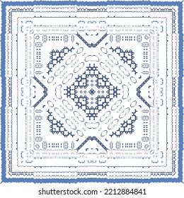 Ornamental azulejo portugal tiles decor. Fashionable design. Vector seamless pattern concept. Blue gorgeous flower folk print for linens, smartphone cases, scrapbooking, bags or T-shirts.