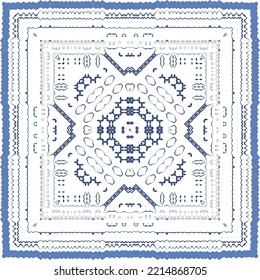 Ornamental azulejo portugal tiles decor. Fashionable design. Vector seamless pattern concept. Blue gorgeous flower folk print for linens, smartphone cases, scrapbooking, bags or T-shirts.