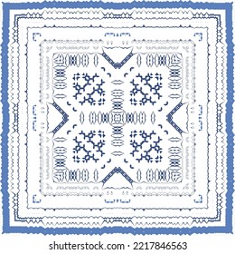 Ornamental azulejo portugal tiles decor. Fashionable design. Vector seamless pattern concept. Blue gorgeous flower folk print for linens, smartphone cases, scrapbooking, bags or T-shirts.