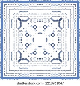 Ornamental azulejo portugal tiles decor. Fashionable design. Vector seamless pattern concept. Blue gorgeous flower folk print for linens, smartphone cases, scrapbooking, bags or T-shirts.