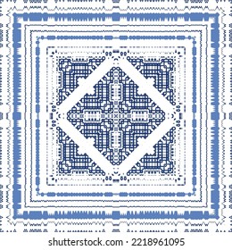 Ornamental azulejo portugal tiles decor. Fashionable design. Vector seamless pattern concept. Blue gorgeous flower folk print for linens, smartphone cases, scrapbooking, bags or T-shirts.