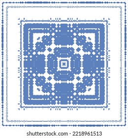 Ornamental azulejo portugal tiles decor. Fashionable design. Vector seamless pattern concept. Blue gorgeous flower folk print for linens, smartphone cases, scrapbooking, bags or T-shirts.