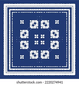 Ornamental azulejo portugal tiles decor. Hand drawn design. Vector seamless pattern collage. Blue gorgeous flower folk print for linens, smartphone cases, scrapbooking, bags or T-shirts.