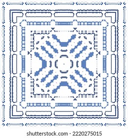 Ornamental azulejo portugal tiles decor. Fashionable design. Vector seamless pattern concept. Blue gorgeous flower folk print for linens, smartphone cases, scrapbooking, bags or T-shirts.