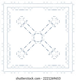 Ornamental azulejo portugal tiles decor. Vector seamless pattern watercolor. Bathroom design. Blue gorgeous flower folk print for linens, smartphone cases, scrapbooking, bags or T-shirts.