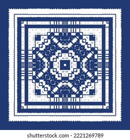 Ornamental azulejo portugal tiles decor. Hand drawn design. Vector seamless pattern collage. Blue gorgeous flower folk print for linens, smartphone cases, scrapbooking, bags or T-shirts.