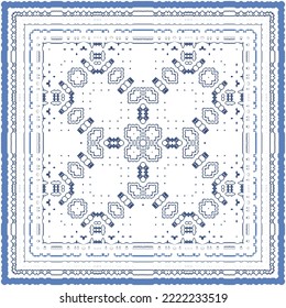 Ornamental azulejo portugal tiles decor. Fashionable design. Vector seamless pattern concept. Blue gorgeous flower folk print for linens, smartphone cases, scrapbooking, bags or T-shirts.