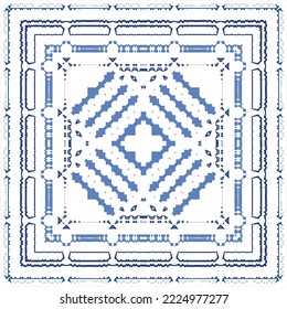 Ornamental azulejo portugal tiles decor. Fashionable design. Vector seamless pattern concept. Blue gorgeous flower folk print for linens, smartphone cases, scrapbooking, bags or T-shirts.