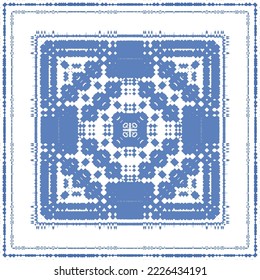 Ornamental azulejo portugal tiles decor. Fashionable design. Vector seamless pattern concept. Blue gorgeous flower folk print for linens, smartphone cases, scrapbooking, bags or T-shirts.