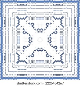 Ornamental azulejo portugal tiles decor. Fashionable design. Vector seamless pattern concept. Blue gorgeous flower folk print for linens, smartphone cases, scrapbooking, bags or T-shirts.