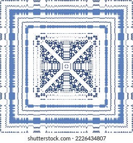 Ornamental azulejo portugal tiles decor. Fashionable design. Vector seamless pattern concept. Blue gorgeous flower folk print for linens, smartphone cases, scrapbooking, bags or T-shirts.