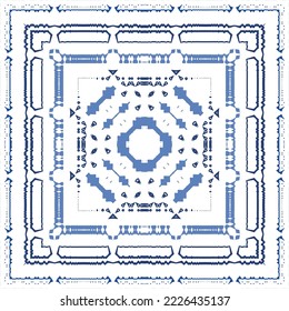 Ornamental azulejo portugal tiles decor. Fashionable design. Vector seamless pattern concept. Blue gorgeous flower folk print for linens, smartphone cases, scrapbooking, bags or T-shirts.