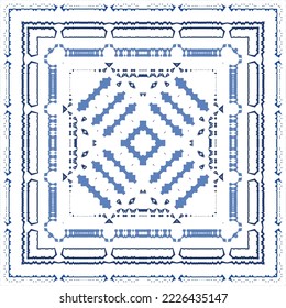 Ornamental azulejo portugal tiles decor. Fashionable design. Vector seamless pattern concept. Blue gorgeous flower folk print for linens, smartphone cases, scrapbooking, bags or T-shirts.