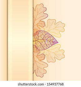 Ornamental background with art autumn leaves. Layered vector.
