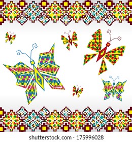 Ornamental background with butterflies