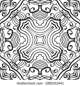 Ornamental background for coloring book, Vector illustration in black and white 