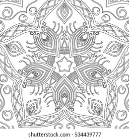 Ornamental background for coloring book Vector illustration in black and white