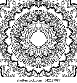 Ornamental background for coloring book Vector illustration in black and white